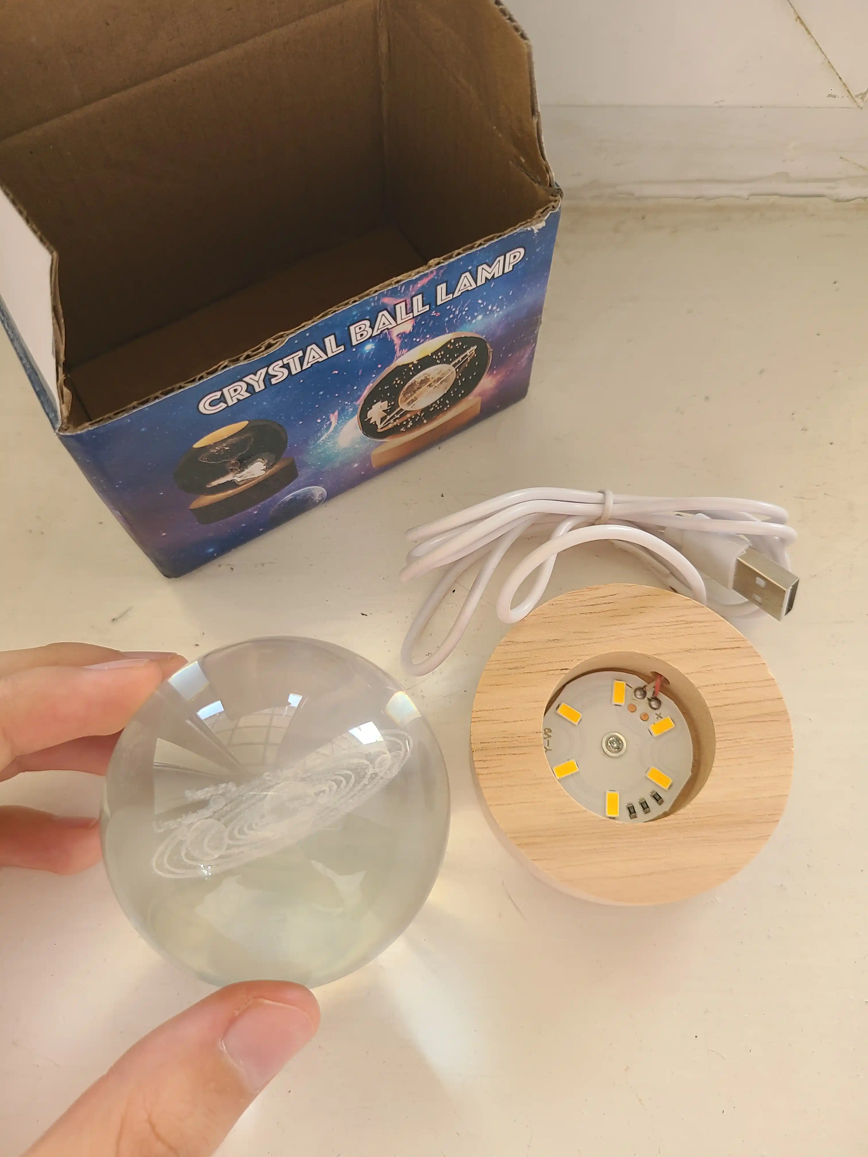 3D kristall tungi ballon, stressga qarshi, stol usti, shisha, chiroq, sovg‘a, 6 sm