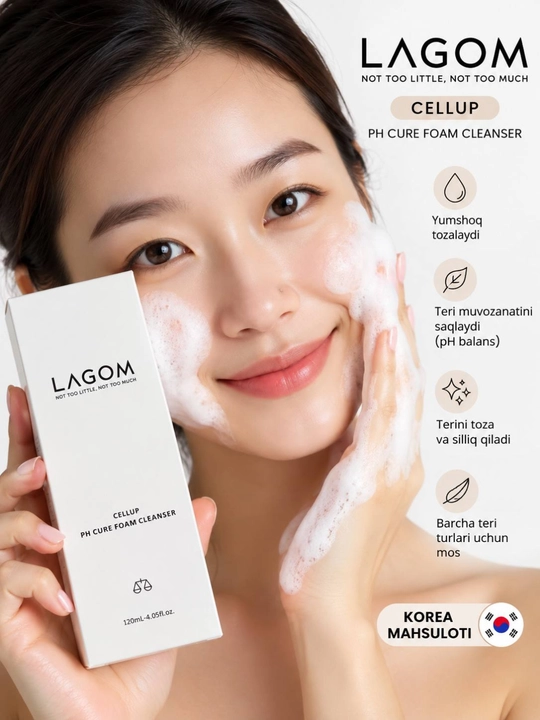 Normal, yog'li, ta'sirchan yuzlarga yuz yuvish ko'pigi, Cellup Ph Cure Foam - 