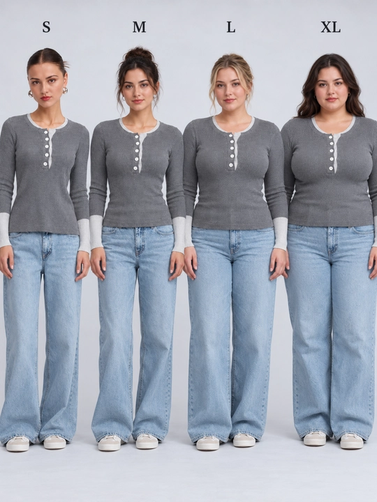 Ayollar uchun uzun yengli longsliv, tugmali kofta, kontrast yoqa va manjetli, S–XL