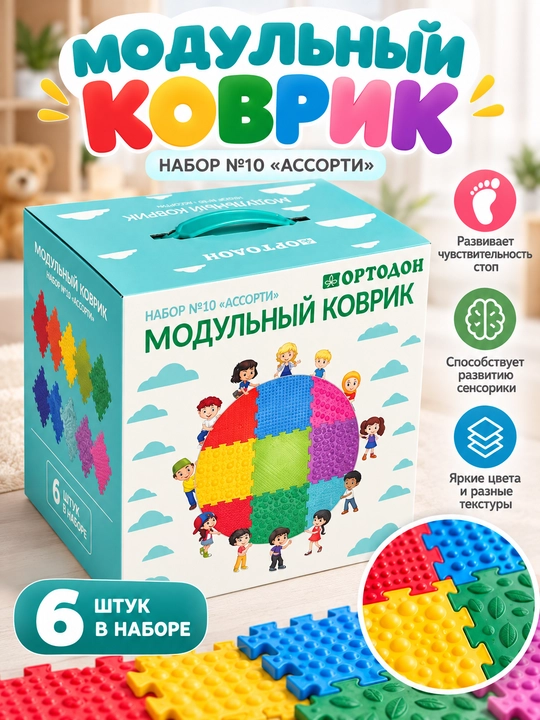 Модульный коврик ОртоДон — сенсорный развивающий коврик для детей