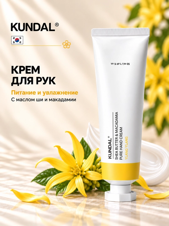 KUNDAL Крем для рук Shea Butter & Macadamia Pure Hand Cream, 50 мл - 