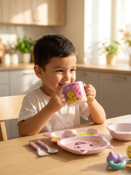 "Dino-Junior" nomli bolalar uchun 5 qismli bambuk idishlar to‘plami - 
