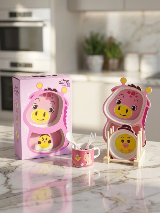 "Dino-Junior" nomli bolalar uchun 5 qismli bambuk idishlar to‘plami - 
