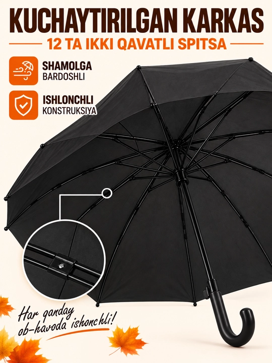 Ayollar uchun avtomatik kuzgi soyabon - shamoldan himoyalovchi
