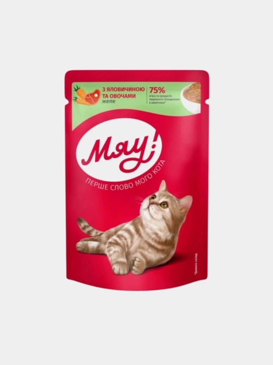 Влажный корм для кошек «Мяу!» — набор 8 шт., 4 вкуса на выбор