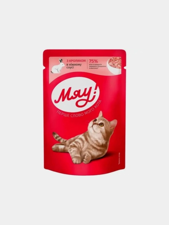 Влажный корм для кошек «Мяу!» — набор 8 шт., 4 вкуса на выбор