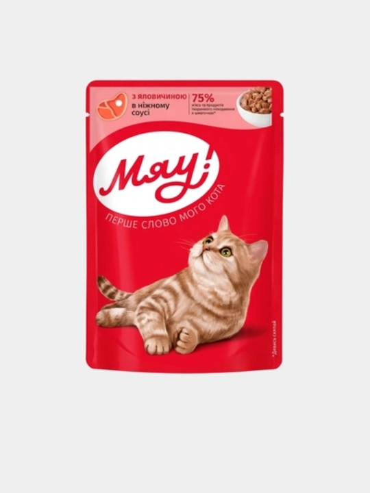 Влажный корм для кошек «Мяу!» — набор 8 шт., 4 вкуса на выбор