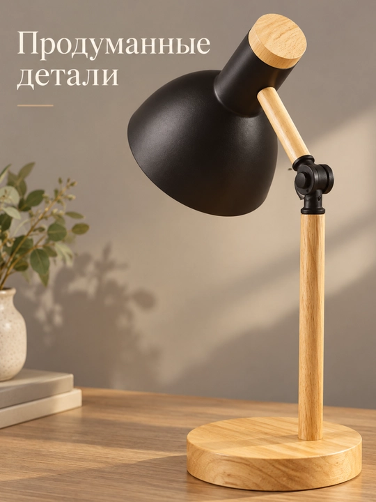 Лампа настольная для чтения и работы, с регулировкой направления света, от сети