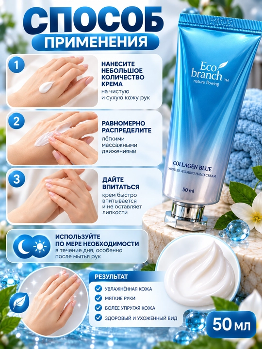 Крем для рук с коллагеном Eco Branch Collagen Blue