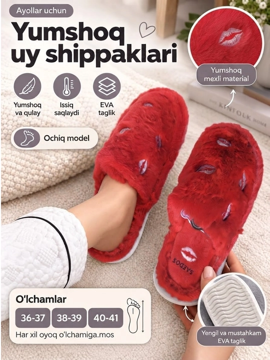 Uy shippagi ayollar uchun, qulay va yengil oyoq kiyim - 