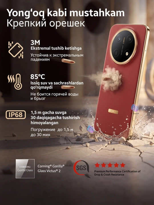 HONOR X9e Pro smartfon, 6/256 8/256 GB telefon, soat, quloqchinlar sov'ga