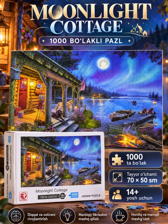Puzzle pazl 1000 va 1500 bo'lakli, mazayka mozaika, kattalar va bolalar uchun, 9 ta syujet - 