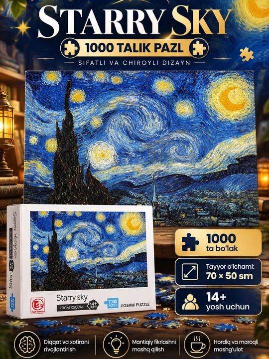 Puzzle pazl 1000 va 1500 bo'lakli, mazayka mozaika, kattalar va bolalar uchun, 9 ta syujet - 