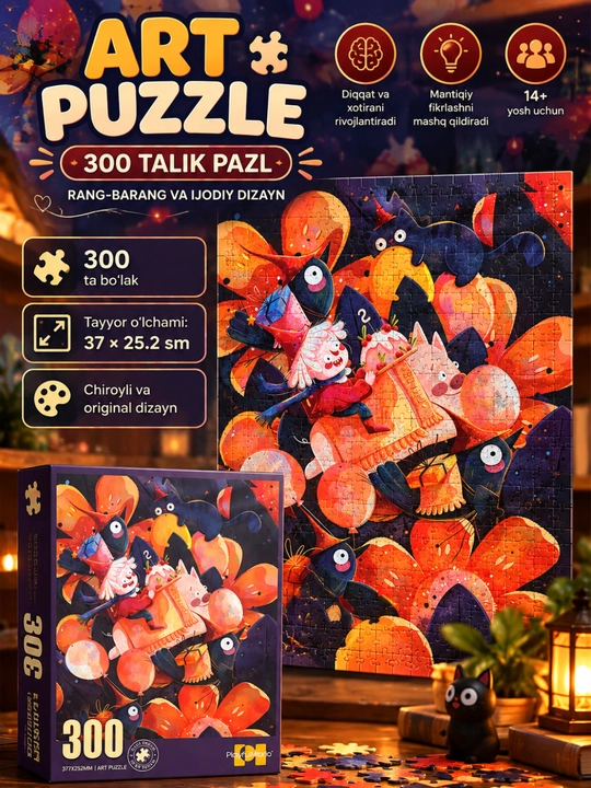 Puzzle pazl 1000 va 1500 bo'lakli, mazayka mozaika, kattalar va bolalar uchun, 9 ta syujet - 