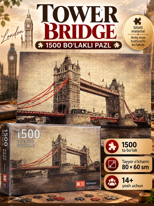 Puzzle pazl 1000 va 1500 bo'lakli, mazayka mozaika, kattalar va bolalar uchun, 9 ta syujet - 