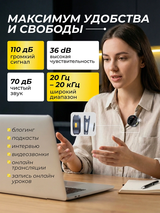 Микрофон петличка беспроводной Lavaliere Video 2 Type-C/Lightning для блогеров