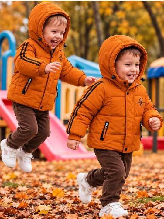 Куртки для мальчиков теплая с капюшоном, на 2-6 лет, детская стильная куртка