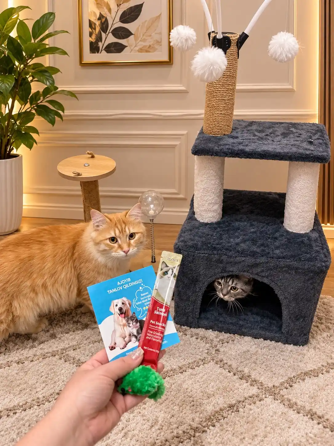 Игровой комплекс, для кошек, с когтеточкой, лежанка, домик для кошек