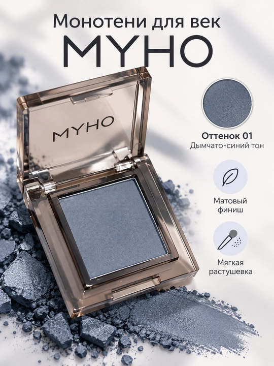 Монотени для век MYHO, сияющий шиммер, одноцветные тени для глаз - 