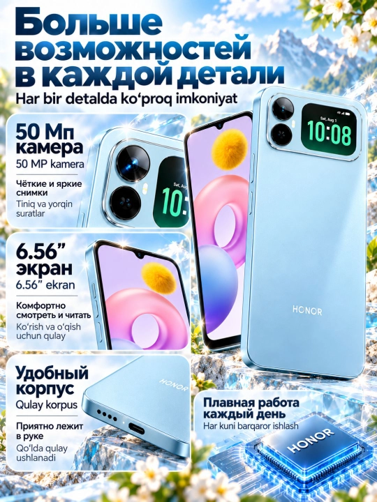 Smartfon Honor X5es 64GB/128GB, 6.56" HD+, 5200mAh, 50MP kamera, kafolatli