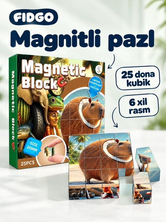 Magnit konstruktor FIDGO, 25-200 ta detal - 