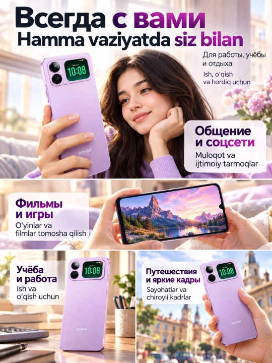 Smartfon Honor X5es 64GB/128GB, 6.56" HD+, 5200mAh, 50MP kamera, kafolatli