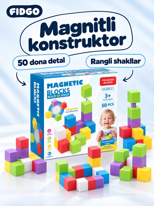 Magnit konstruktor FIDGO, 25-200 ta detal - 