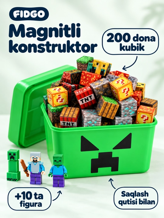 Магнитный конструктор FIDGO, 25-200 деталей - 