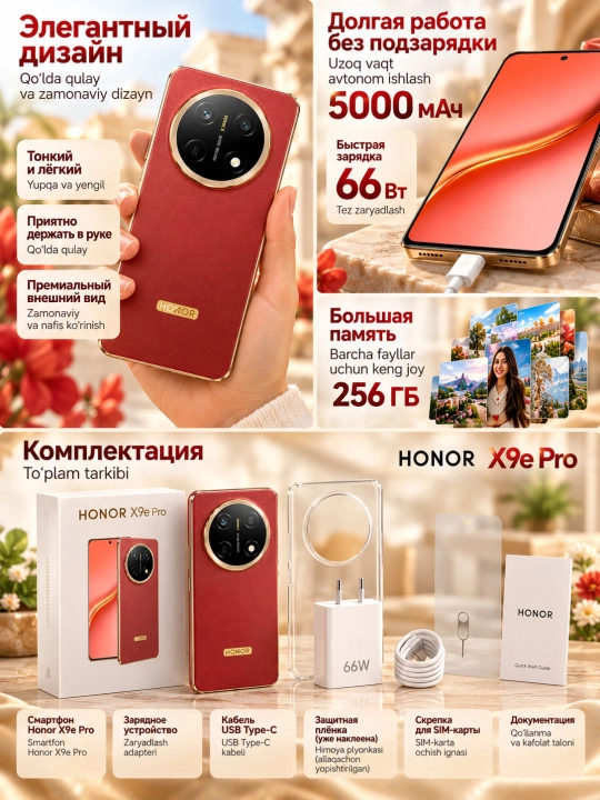 Смартфон Honor X9e Pro 8/256GB или 6/256GB, AMOLED, 108Мп камера, с гарантией