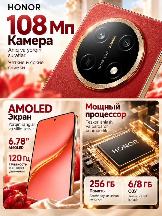 Смартфон Honor X9e Pro 8/256GB или 6/256GB, AMOLED, 108Мп камера, с гарантией