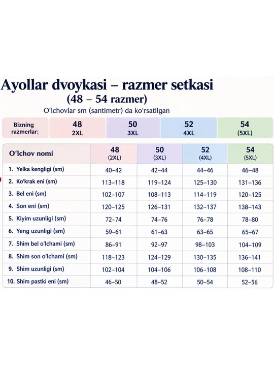 Ayollar uchun sport kostyum 2 talik- zamonaviy va qulay kundalik kiyim, katta o‘lchamli