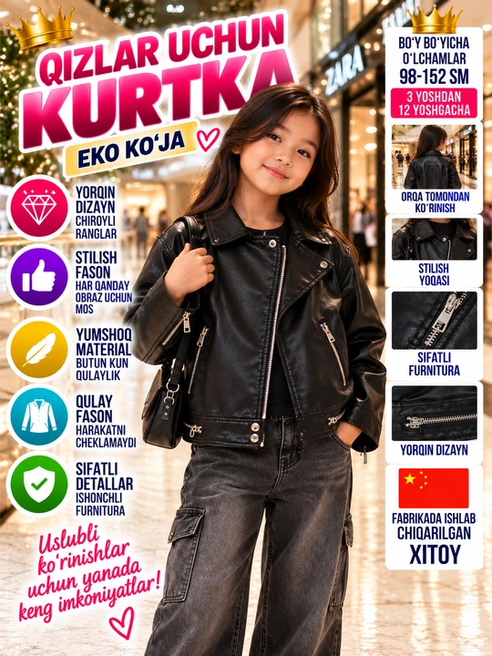 Kosuxa-kurtka, qizlar uchun - 