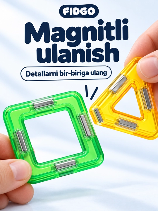 Magnitli konstruktor 60/84 dona saqlash konteyneri bilan rivojlantiruvchi o'yinchoq 3+