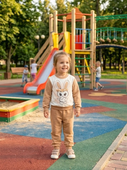 Детский комплект одежды, для девочки, с зайчиком - 