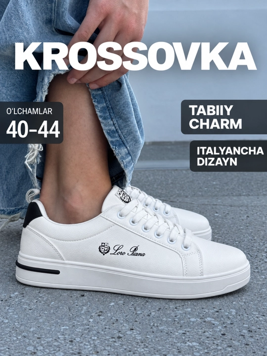 Erkaklar uchun Loro Piana krossovkalari, suniy charm, bog‘ichli, bahor-kuz, 40–44 - 