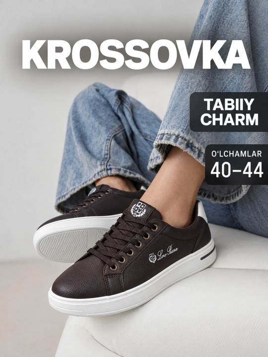 Erkaklar uchun Loro Piana krossovkalari, suniy charm, bog‘ichli, bahor-kuz, 40–44 - 