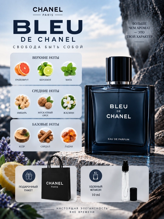 Parfyumlangan suv Bleu de Chanel (Erkaklar uchun) - 