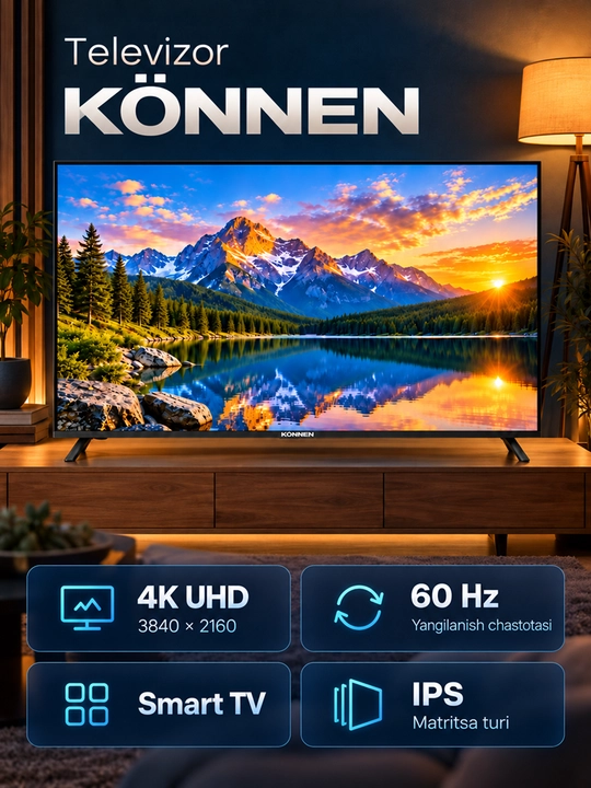 Телевизор KÖNNEN KN300FHS, Smart TV, 65"-55", 4K UHD - 