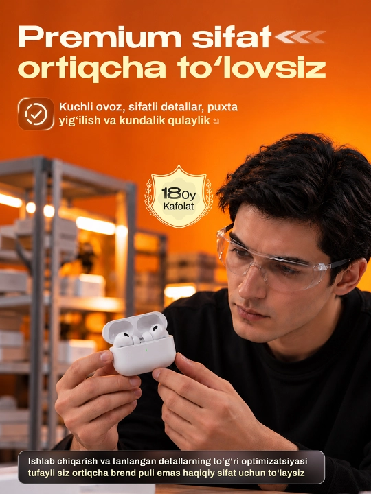 ShopLand Pro 3 ANC + ENC — simsiz premium quloqchinlar, mikrofonli iPhone va Android uchun