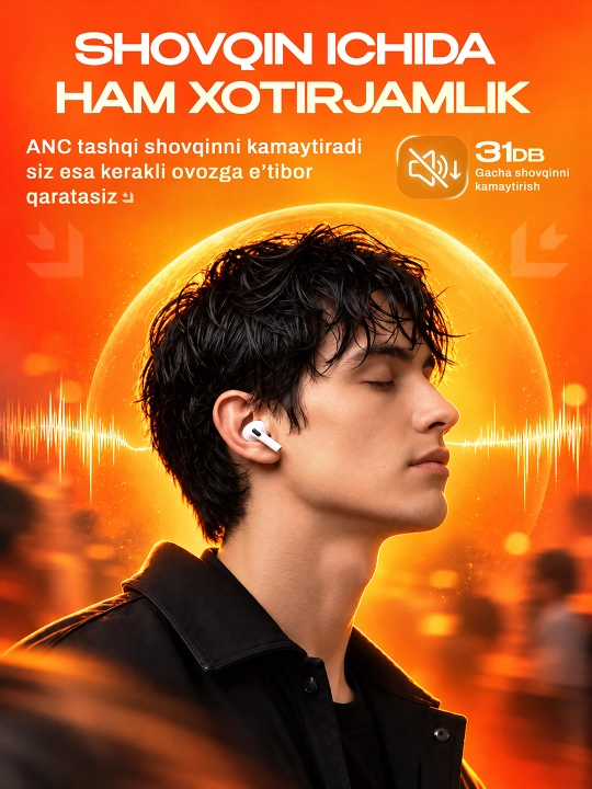 ShopLand Pro 3 ANC + ENC — simsiz premium quloqchinlar, mikrofonli iPhone va Android uchun