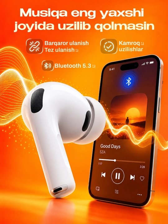 ShopLand Pro 3 ANC + ENC — simsiz premium quloqchinlar, mikrofonli iPhone va Android uchun