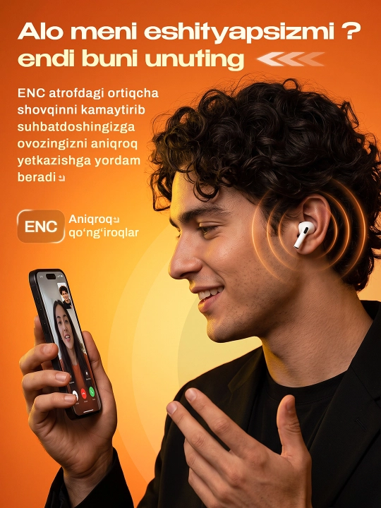 ShopLand Pro 3 ANC + ENC — simsiz premium quloqchinlar, mikrofonli iPhone va Android uchun