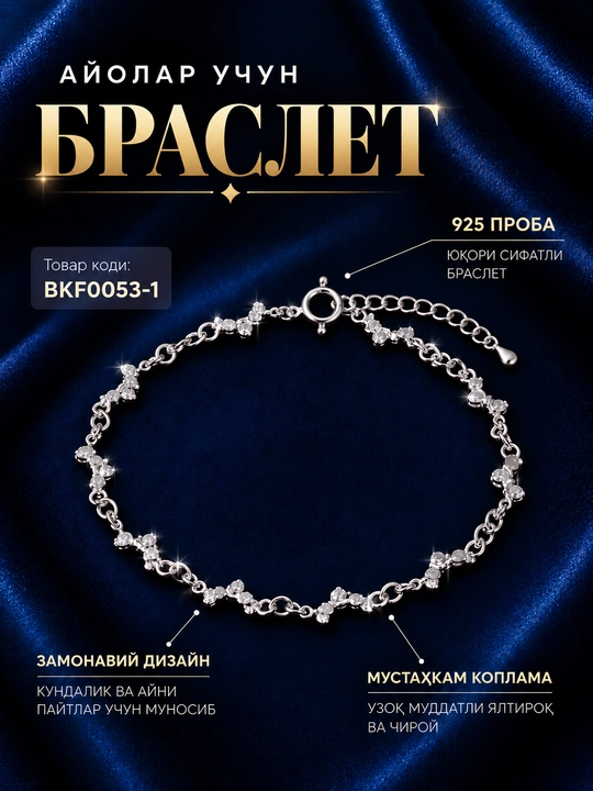 925 probali ayollar kumush brasleti, muassalit toshli, zamonaviy, nafis taqinchoq - 