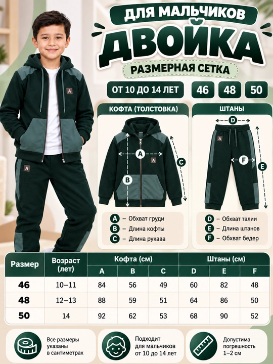 Bolalar sport kostyumi, o‘g‘il bolalar uchun ikki baho - 