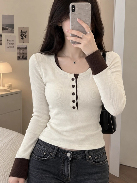Ayollar amerikanka koftasi, tugmali uzun yengli trikotaj longsliv, freesize S–XL, 3 rangda