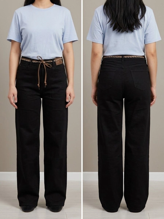 Ayollar jinsi shimi, qora keng jeans, wide leg jinsi, ayollar uchun, palazzo jinsi - 
