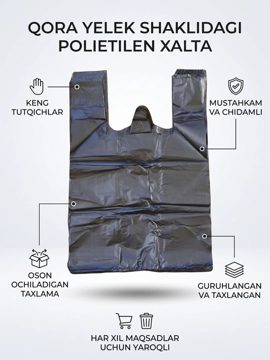 Paket  donali qadoqlash paketlari 30x50 sm, mustahkam sellofan, 5 kg gacha. 50  dona