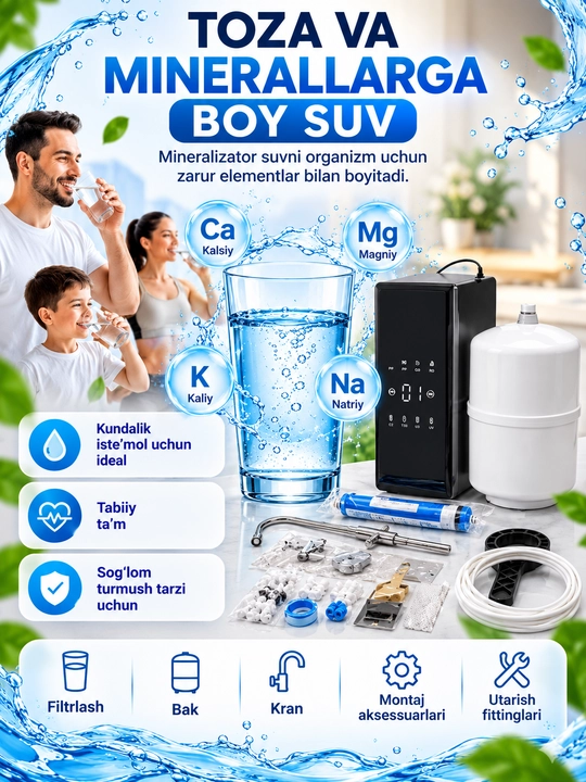 Фильтр для воды под мойку, система очистки воды, 6 ступеней, с краном и баком, комплект
