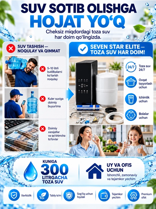 Фильтр для воды под мойку, система очистки воды, 6 ступеней, с краном и баком, комплект