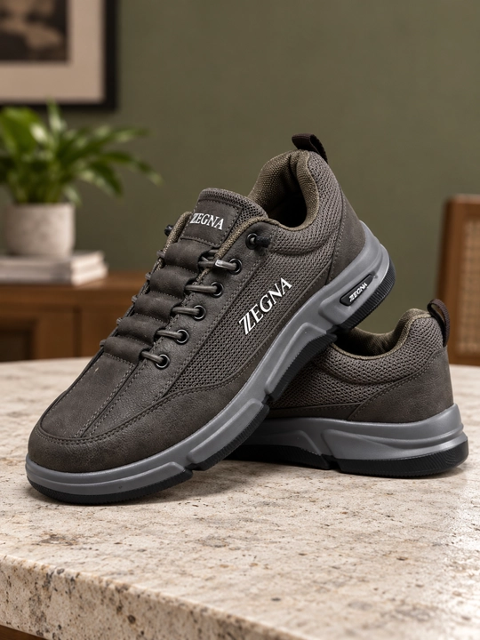 Erkaklar uchun Zegna krossovkalari, sun’iy charm, bog‘ichli, kundalik, 40–44